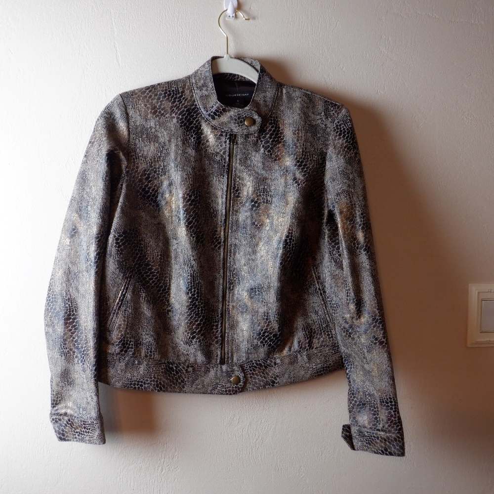 Courtenay snake print moto jacket, size 8